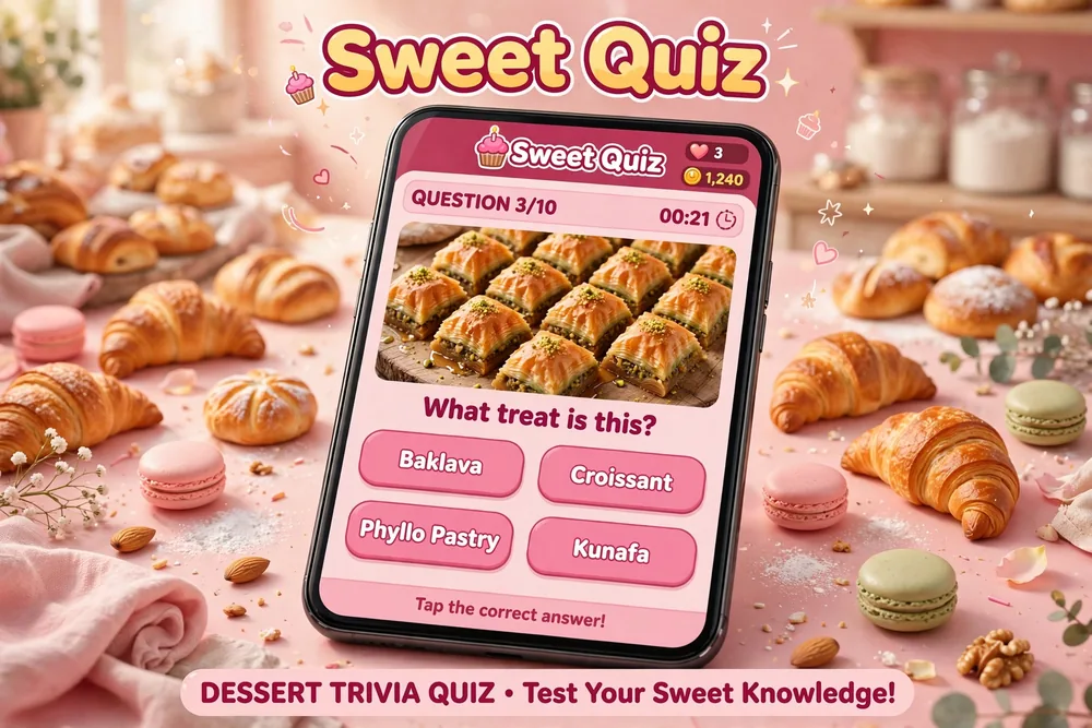 Sweet Quiz — name the treat, guess the country, spot the calories