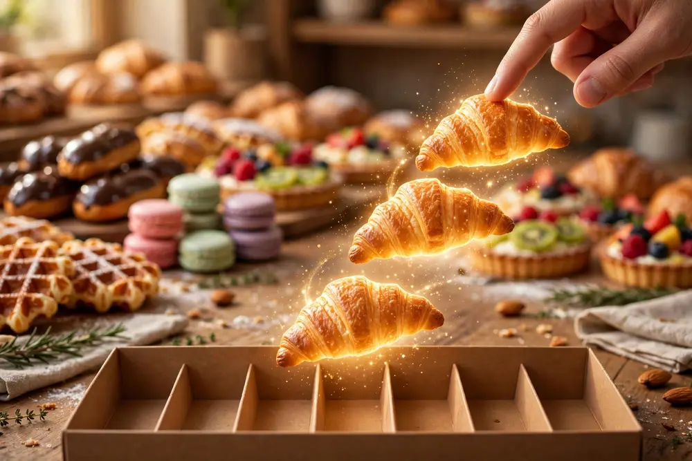 Sweet Sort — tap matching pastries to box them up, 3, 4 or 5 of a kind, don't fill the 7-slot box